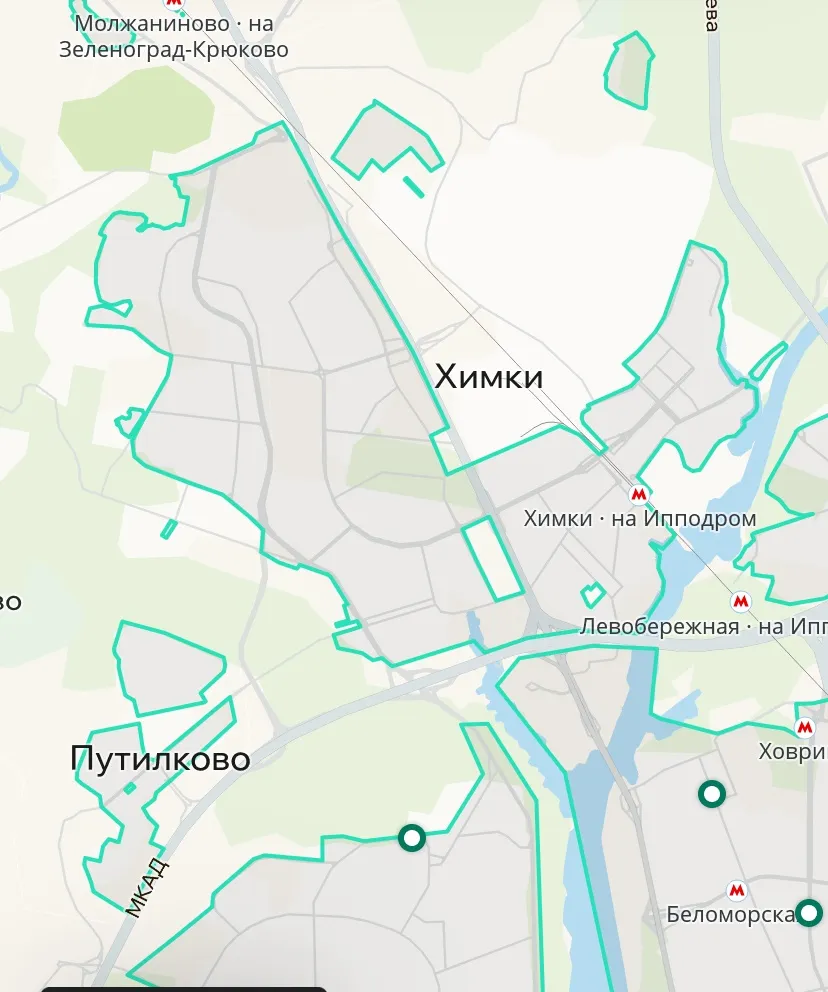 Зона покрытия Делимобиль в Химках