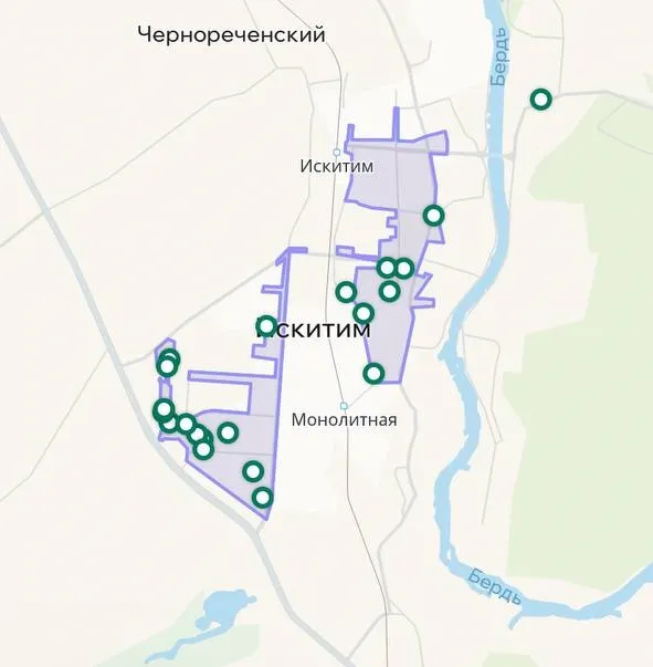 Зона покрытия Делимобиль в Искитиме