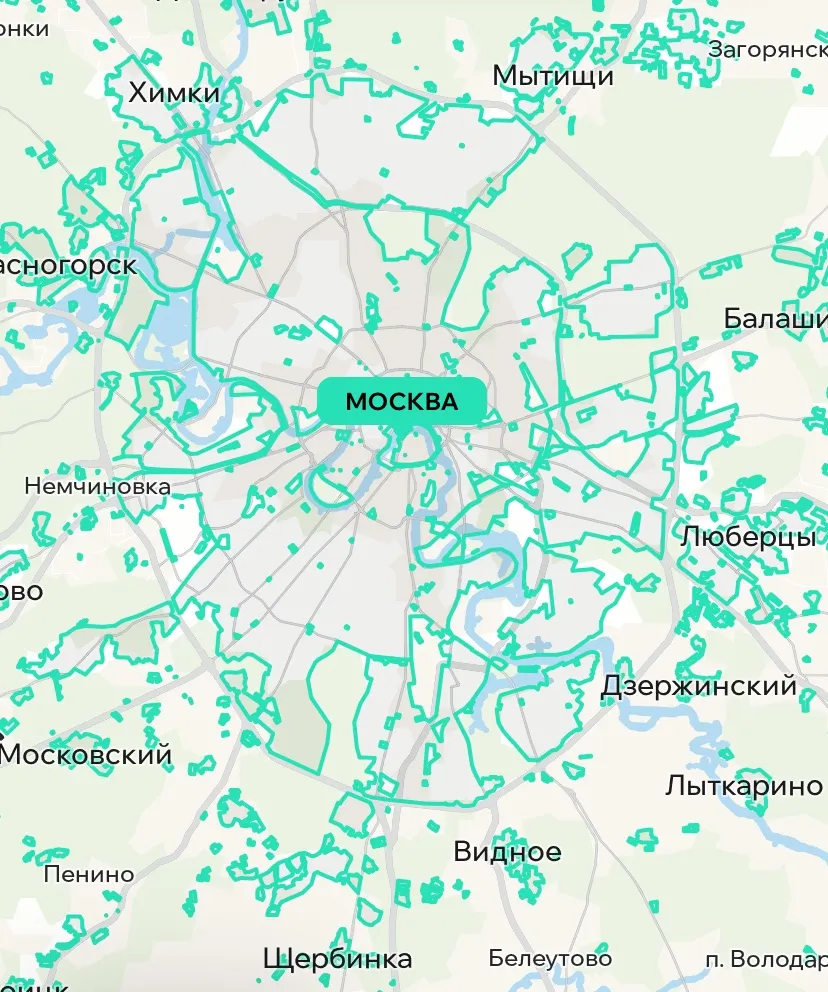 Зона покрытия Делимобиль в Москве