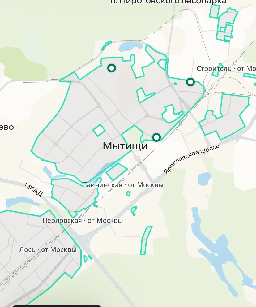 Зона покрытия Делимобиль в Мытищах
