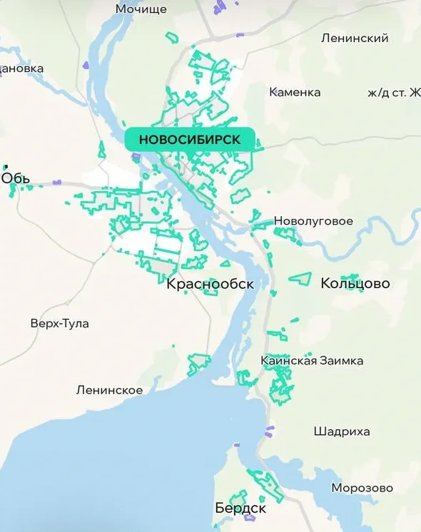 Зона покрытия Делимобиль в Новосибирске