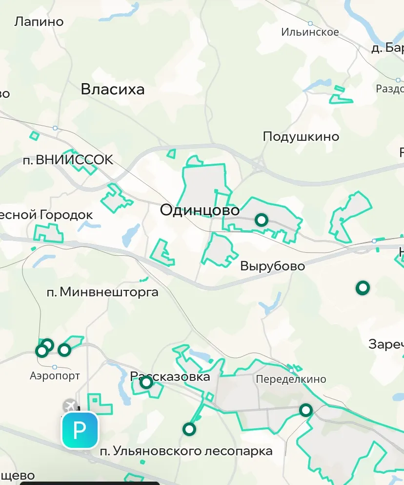 Зона покрытия Делимобиль в Одинцово