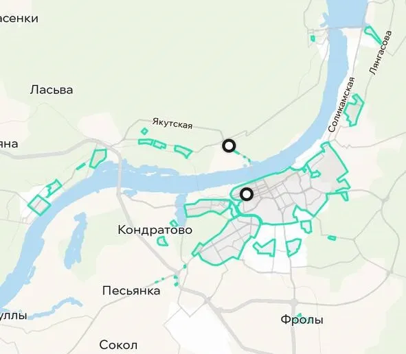 Зона покрытия Делимобиль в Перми