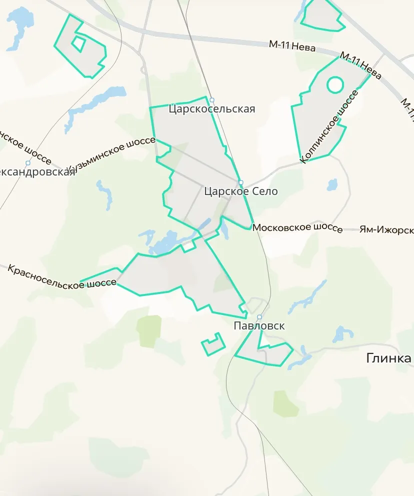 Зона покрытия Делимобиль в Пушкине