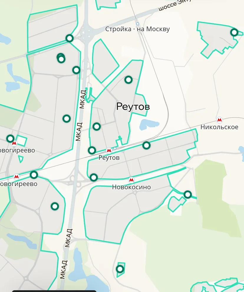 Зона покрытия Делимобиль в Реутове