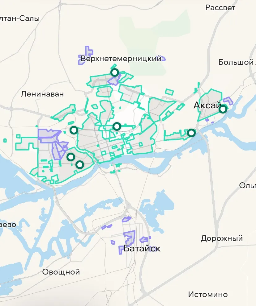 Зона покрытия Делимобиль в Ростове-на-Дону
