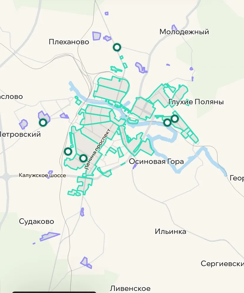 Зона покрытия Делимобиль в Туле