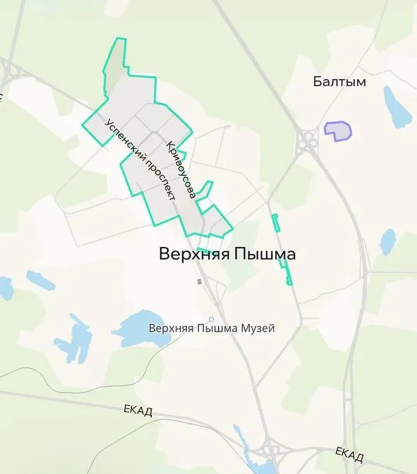 Зона покрытия Делимобиль в Верхней Пышме