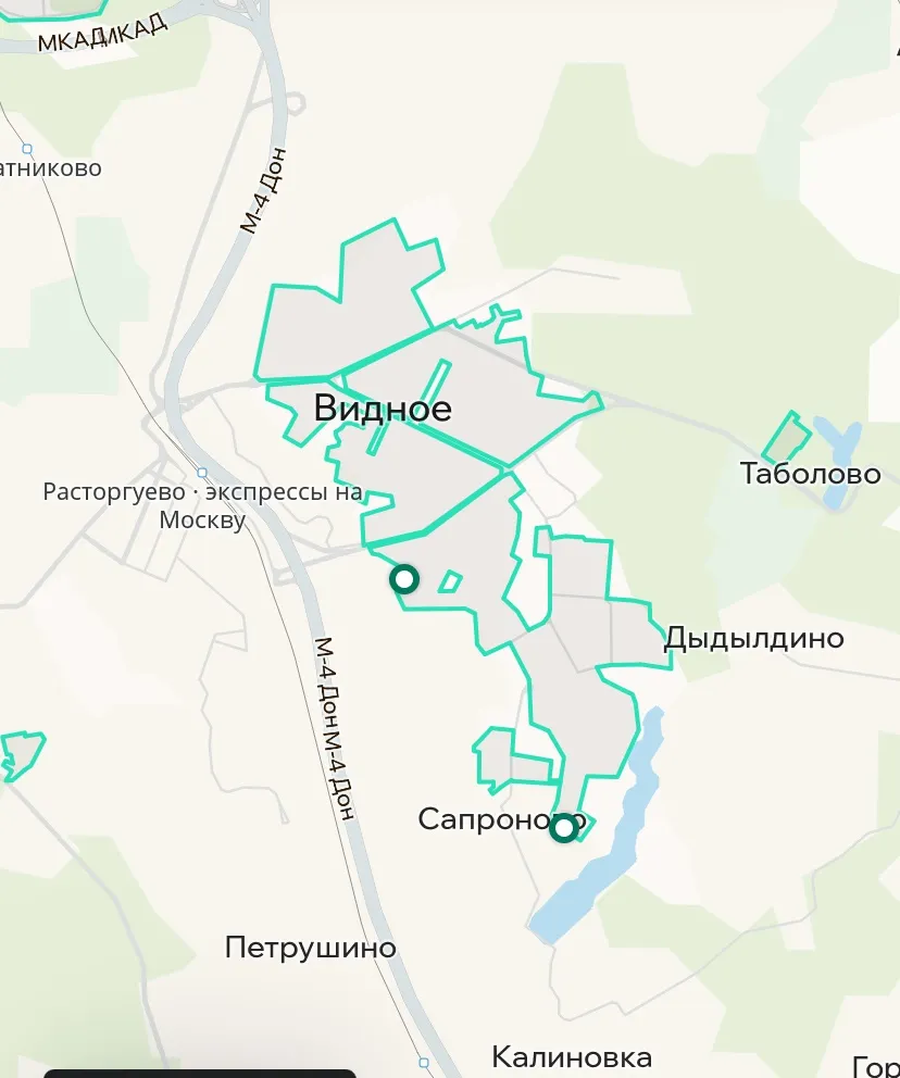 Зона покрытия Делимобиль в Видном