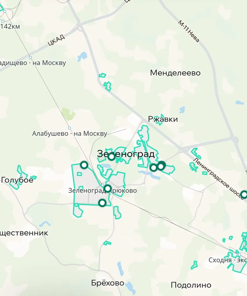 Зона покрытия Делимобиль в Зеленограде